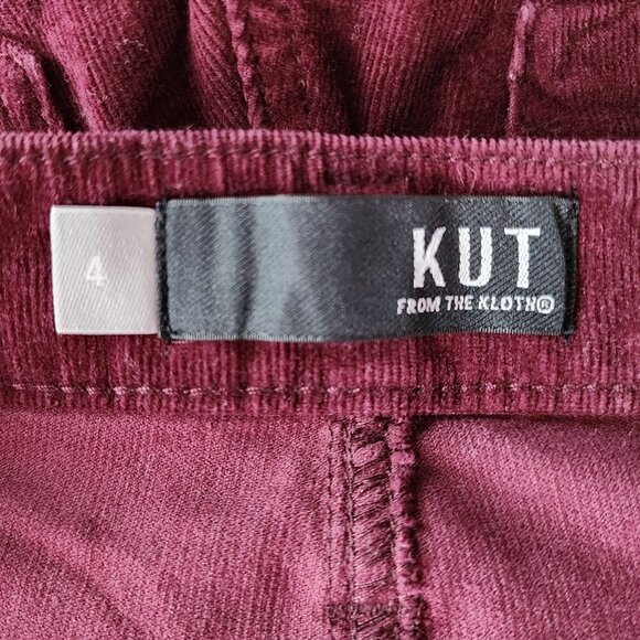 Kut From The Kloth Diana High Rise Fab Ab Skinny Corduroy Maroon Pants Womens 4 - Picture 5 of 8
